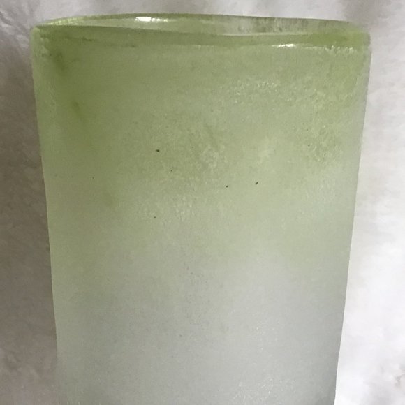 Hand Blown Tall Glass Art Vase or Pillar Candle Holder Color Sea Glass Green - Picture 7 of 7